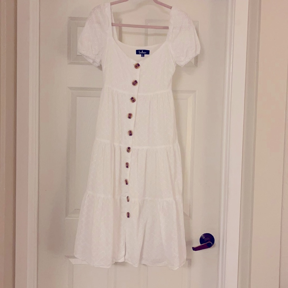 White, button up maxi dress.